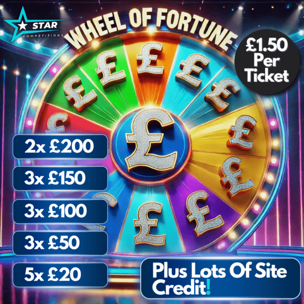 Wheel Of Fortune £1500 Prize Pot (Instant Wins Only)